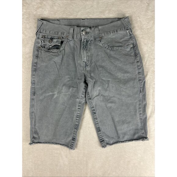 True Religion Shorts Men’s 34 Straight Cut Off Dual Duty Smoke Pocket Flap Gray - Picture 1 of 11